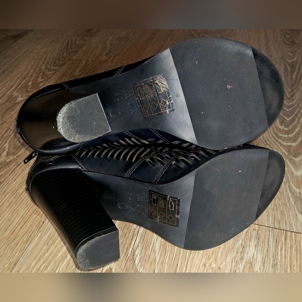 Mix No. 6 Size 8 Womens Black Strappy Heeled Boots - Picture 7 of 12